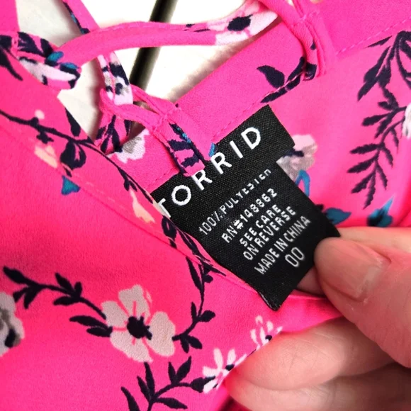 Torrid Pink Floral Spaghetti Strap Polyester Camisole Blouse. Women’s S-0 (L-10) - Picture 5 of 13